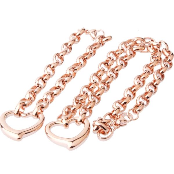 10mm fashion 316l stainless steel rose gold heart rolo oval link chain womens girls necklace 18"&bracelet bangle 8" jewelry, Silver
10mm fashion 316l stainless steel rose gold heart rolo oval link chain womens girls necklace 18"&bracelet bangle 8" jewelry, Silver