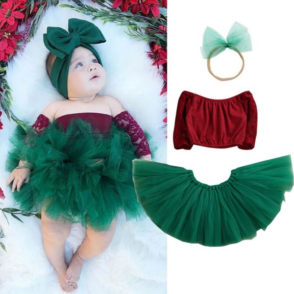 christmas baby girl clothes set off shoulder vest +lace tutu skirt headband 3pcs party newborn infant kids xmas outfit, White
christmas baby girl clothes set off shoulder vest +lace tutu skirt headband 3pcs party newborn infant kids xmas outfit, White