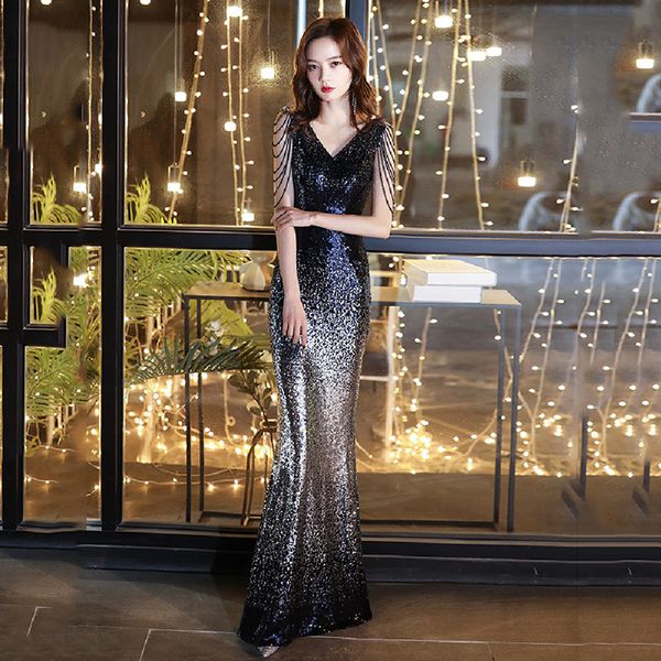 banquet evening women's 2021 summer style aura queen fishtail slim fit temperament long shoulder tassel drs, Black
banquet evening women's 2021 summer style aura queen fishtail slim fit temperament long shoulder tassel drs, Black