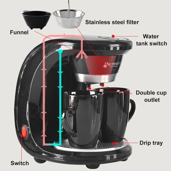 450w household electric steam drip coffee maker automatic dual cup coffee machine dual-use american machine 110v/220v
450w household electric steam drip coffee maker automatic dual cup coffee machine dual-use american machine 110v/220v