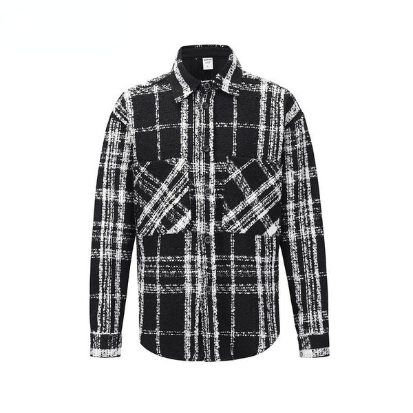 high street oversize hip hop black plaid shirt style knitted tweed coat lapel long sleeve jackets 2021 new autumn winter
high street oversize hip hop black plaid shirt style knitted tweed coat lapel long sleeve jackets 2021 new autumn winter