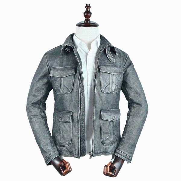 men's leather & faux 2021 vintage grey genuine jacket men safari style plus size 5xl real natural cowhide autumn slim fit m65 coat, Black
men's leather & faux 2021 vintage grey genuine jacket men safari style plus size 5xl real natural cowhide autumn slim fit m65 coat, Black