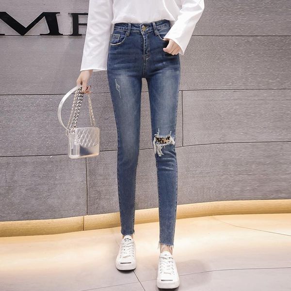 women's jeans ripped with frayed edges nine-point trousers skinny pencil high-waisted blue students look thin
women's jeans ripped with frayed edges nine-point trousers skinny pencil high-waisted blue students look thin