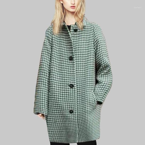 women's wool & blends vintage plaid cocoon tweed coat autumn and winter medium-length single-breasted jacket, Black
women's wool & blends vintage plaid cocoon tweed coat autumn and winter medium-length single-breasted jacket, Black