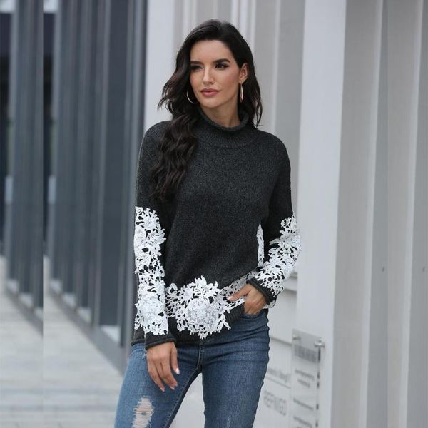 women's sweaters fashion knitted women sweater lace patchwork coat outwear autumn winter retro pullover casual turtleneck 2021, White;black
women's sweaters fashion knitted women sweater lace patchwork coat outwear autumn winter retro pullover casual turtleneck 2021, White;black
