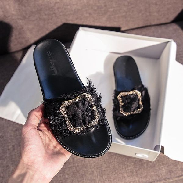 slippers fringe furry summer shoes woman metal buckle platform women crystal rivets flip flops big size 43 beach slides, Black
slippers fringe furry summer shoes woman metal buckle platform women crystal rivets flip flops big size 43 beach slides, Black