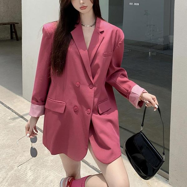 women's suits & blazers korean suit blazer women outerwear loose casual colorful jacket for office lady double breasted streetwear coat, White;black
women's suits & blazers korean suit blazer women outerwear loose casual colorful jacket for office lady double breasted streetwear coat, White;black