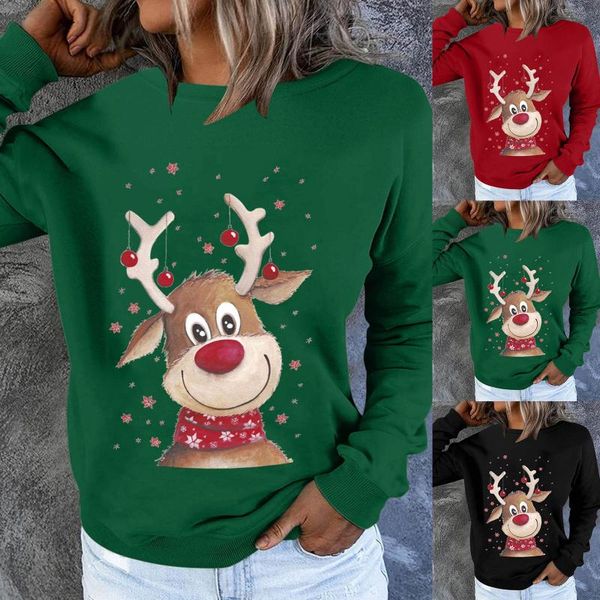 women's t-shirt christmas casual round neck printed long sleeve sweater pullover winter, White
women's t-shirt christmas casual round neck printed long sleeve sweater pullover winter, White