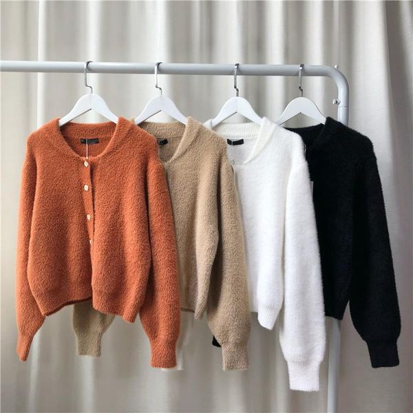women's sweaters oln loose pure color plush cardigan round collar 2021 style casual winter female's streetwear sweater short coat, White;black
women's sweaters oln loose pure color plush cardigan round collar 2021 style casual winter female's streetwear sweater short coat, White;black