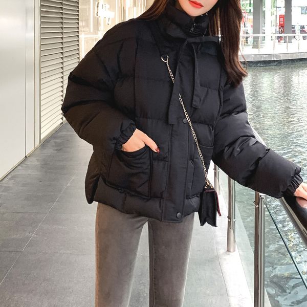2021 women's winter new style personality bandage thickened long-sleeved coat loose warm female clothing solid color ab46, Black
2021 women's winter new style personality bandage thickened long-sleeved coat loose warm female clothing solid color ab46, Black