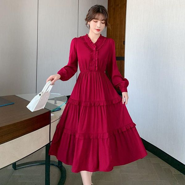 casual dresses elegant women autumn red v neck lantern sleeve loose patchwork a line party female elastic waist fashion wear, Black;gray
casual dresses elegant women autumn red v neck lantern sleeve loose patchwork a line party female elastic waist fashion wear, Black;gray