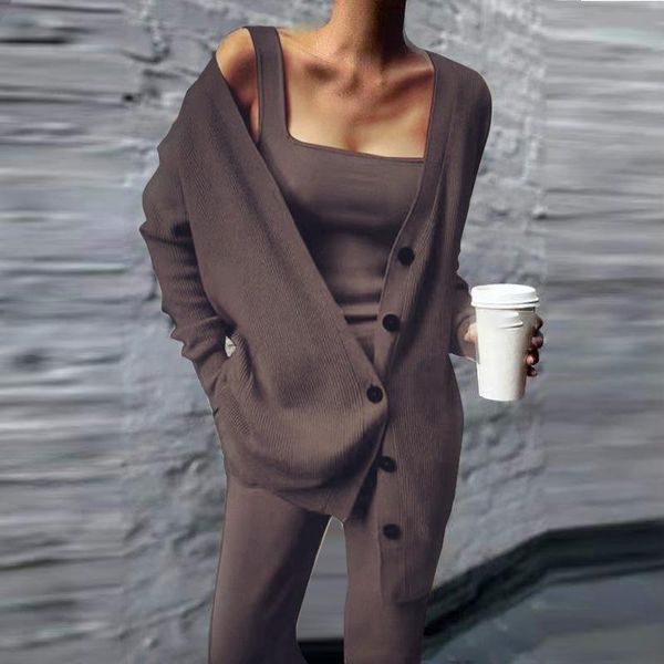 women's two piece pants women three pices set 2021 autumn knitted solid cardigan tank and loose long suit winter female casual trac, White
women's two piece pants women three pices set 2021 autumn knitted solid cardigan tank and loose long suit winter female casual trac, White