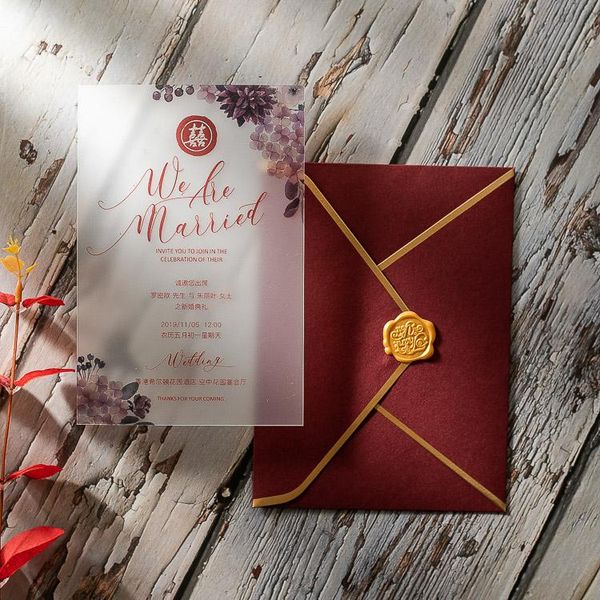 greeting cards 50pcs wine red wedding invitation matte transparent pvc card business custom
greeting cards 50pcs wine red wedding invitation matte transparent pvc card business custom