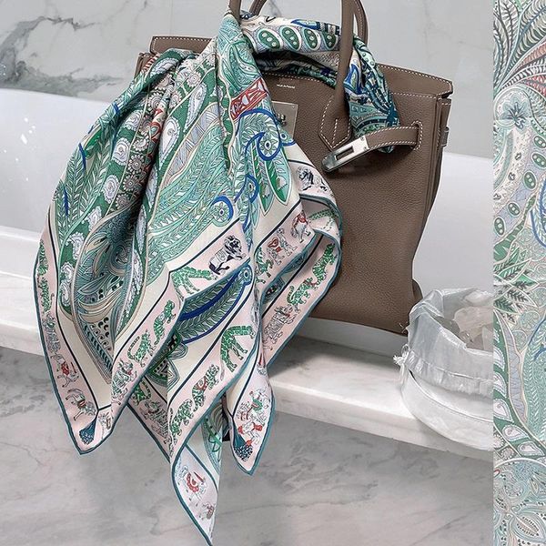 scarves women fashion 100% silk scarf shawl head hijab square 35", Blue;gray