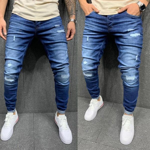 men's jeans ripped skinny patchwork grid stretch casual denim pencil pants man fashion paint painting jogging trousers male, Blue
men's jeans ripped skinny patchwork grid stretch casual denim pencil pants man fashion paint painting jogging trousers male, Blue