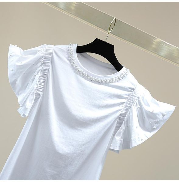 women's t-shirt beads short ruffled sleeved women 2021 summer korean style loose fold split fashion lady tees blue pink white
women's t-shirt beads short ruffled sleeved women 2021 summer korean style loose fold split fashion lady tees blue pink white