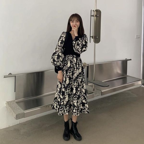 casual dresses real s black hepburn dress retro knit stitched foam sleeve mid length, Black;gray
casual dresses real s black hepburn dress retro knit stitched foam sleeve mid length, Black;gray