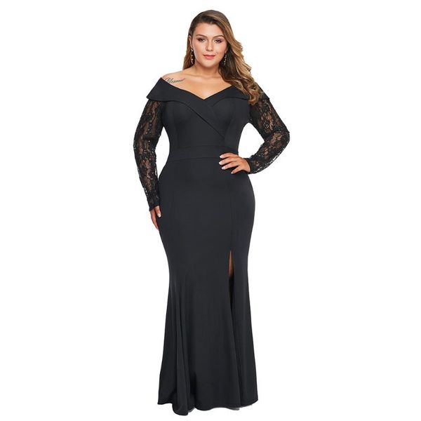 casual dresses party dress women evening 2021 fashion v neck lace long sleeve split front mermaid plus size black maxi, Black;gray
casual dresses party dress women evening 2021 fashion v neck lace long sleeve split front mermaid plus size black maxi, Black;gray