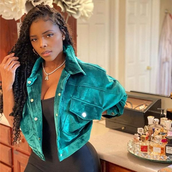 2021 women's casual short jacket, long-sleeved lapel pocket green blouse, party nightclub wear corduroy button cardigan, Black;brown
2021 women's casual short jacket, long-sleeved lapel pocket green blouse, party nightclub wear corduroy button cardigan, Black;brown