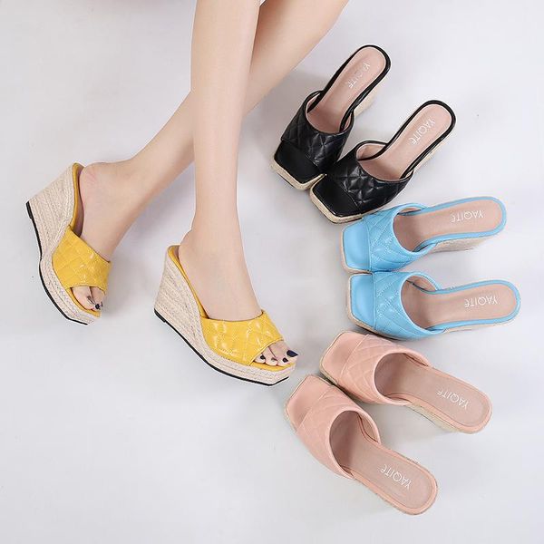 wedges heel sandal women's fashion wear summer open toe sandals yellow ladies shoes and sandals, Black
wedges heel sandal women's fashion wear summer open toe sandals yellow ladies shoes and sandals, Black