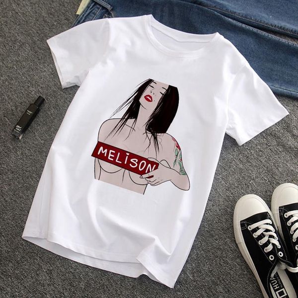 summer melison girl printed women hipster fun fashion harajuku white clothing