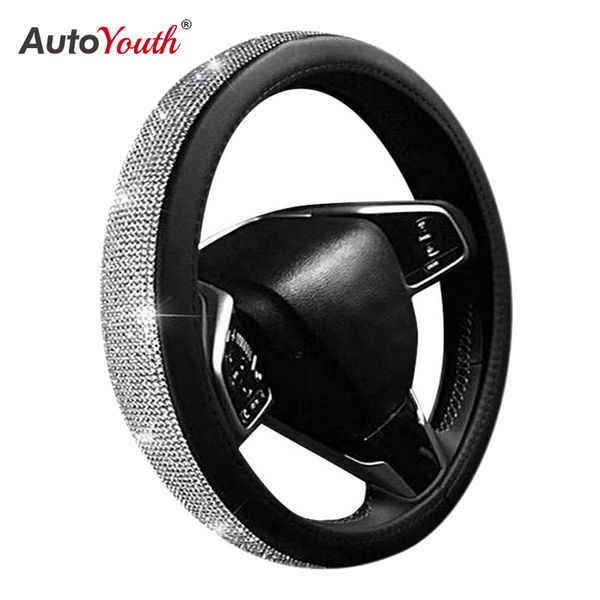 autoyouth cystal cover with pu leather bling rhinestones universal 15 inch auto steering wheel black silver
autoyouth cystal cover with pu leather bling rhinestones universal 15 inch auto steering wheel black silver