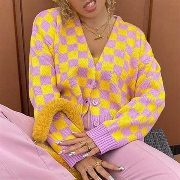 women's sweater cardigan knitted v-neck argyle long sleeve single breasted short sweaters female autumn winter sweet cardigans 211018, White;black
women's sweater cardigan knitted v-neck argyle long sleeve single breasted short sweaters female autumn winter sweet cardigans 211018, White;black