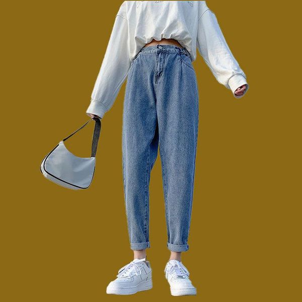 women's jeans 2021 high waist slim design sense youthful of light color simple fashion age-reducing harem pants, Blue
women's jeans 2021 high waist slim design sense youthful of light color simple fashion age-reducing harem pants, Blue