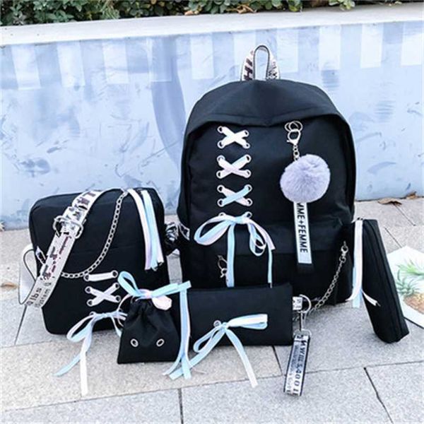 canvas backpack female bow ribbon campus student backpack casual children mother package four-piece 211025
canvas backpack female bow ribbon campus student backpack casual children mother package four-piece 211025