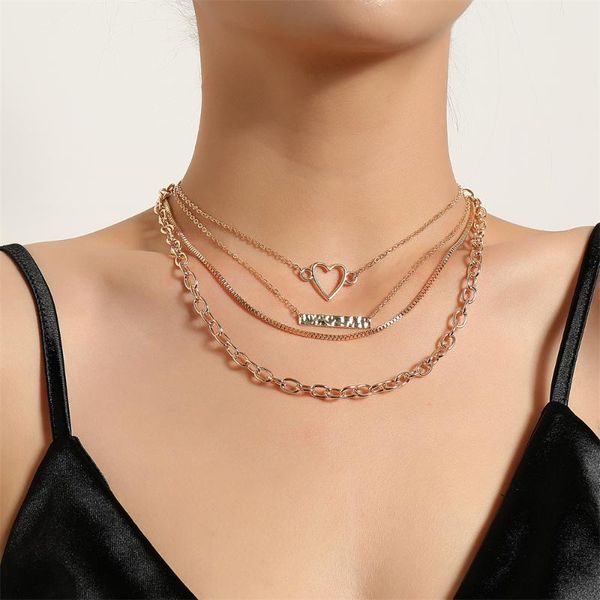 pendant necklaces boho heart charm choker multi-layer metal necklace thick chain for women statement party jewelry gift collier, Silver
pendant necklaces boho heart charm choker multi-layer metal necklace thick chain for women statement party jewelry gift collier, Silver