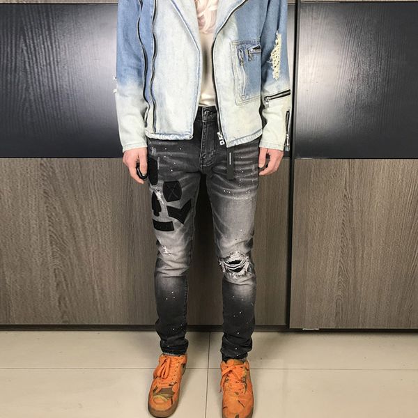 2021 new fashion streetwear men jeans retro black gray elastic slim fit ripped denim punk pants hombre patches designer hip hop trousers isw, Blue
2021 new fashion streetwear men jeans retro black gray elastic slim fit ripped denim punk pants hombre patches designer hip hop trousers isw, Blue