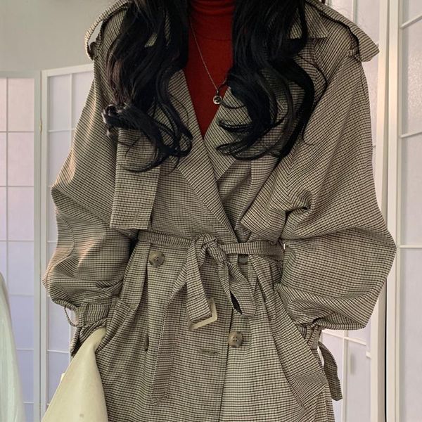 korean style women long plaid trench coat with belt long sleeve double breasted adies overcoat elegant plus size autumn winter, Tan;black
korean style women long plaid trench coat with belt long sleeve double breasted adies overcoat elegant plus size autumn winter, Tan;black