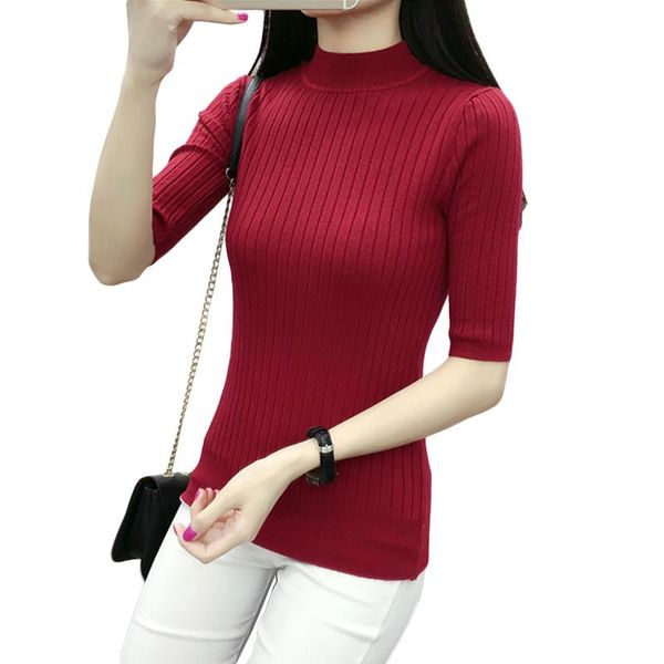 women's sweaters 2021 knit women short sleeve ribbed pullovers elastic slim ladies half jumpers casual pull femme turtleneck, White;black
women's sweaters 2021 knit women short sleeve ribbed pullovers elastic slim ladies half jumpers casual pull femme turtleneck, White;black