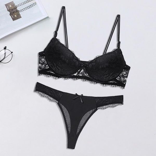 yoga outfit lingerie lace thin bra bralette underwear women push up and panty set brassiere female intimate brief plus size