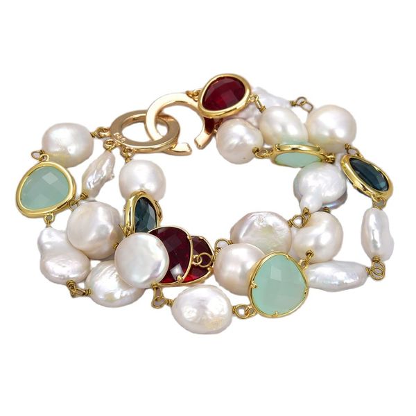 guaiguai jewelry 3 rows white baroque pearl coin pearl crystal bracelet handmade for women real lady fashion jewellry, Black
guaiguai jewelry 3 rows white baroque pearl coin pearl crystal bracelet handmade for women real lady fashion jewellry, Black