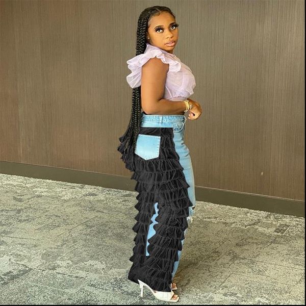 mesh sheer ruffles jeans fall clothing women pants elastic high waist club trouser fashion streetwear denim pants, Black;white
mesh sheer ruffles jeans fall clothing women pants elastic high waist club trouser fashion streetwear denim pants, Black;white