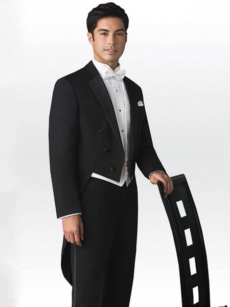 men's suits & blazers handsome groom tailcoat 3 piece coat waistcoat trousers evening dress toast business (jacket+pants+vest+tie) w:12, White;black