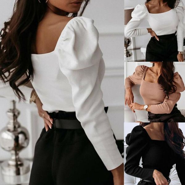 2021 new women knitted puff long sleeve shirt casual slim fit blouse solid pullover 3fs, White
2021 new women knitted puff long sleeve shirt casual slim fit blouse solid pullover 3fs, White