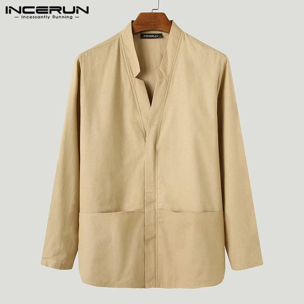 incerun vintage men shirt zipper v neck solid color cotton long sleeve casual outerwear streetwear pockets 2021 chic camisa, White;black
incerun vintage men shirt zipper v neck solid color cotton long sleeve casual outerwear streetwear pockets 2021 chic camisa, White;black
