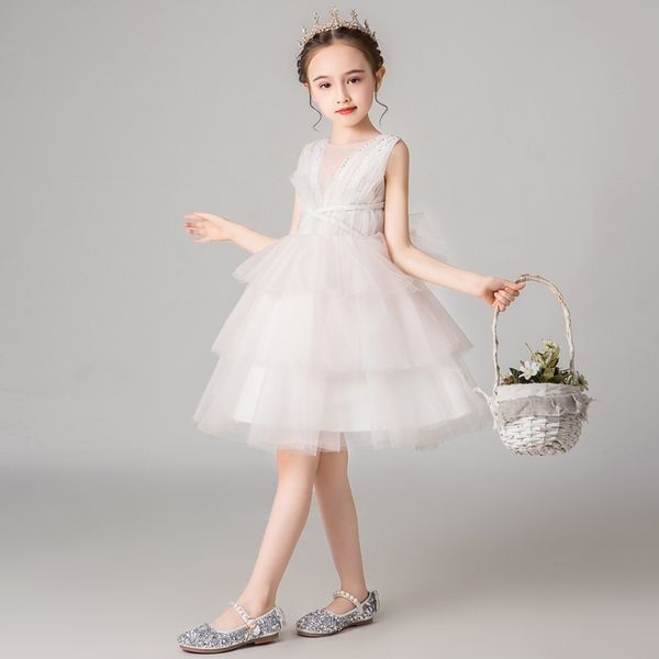 children's princess dress 2021 flower white poncho little girl's piano performance dress summer, White;black
children's princess dress 2021 flower white poncho little girl's piano performance dress summer, White;black