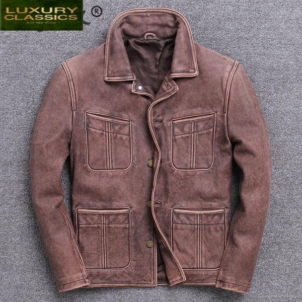 men's leather & faux genuine jacket 100% men natural cow coat male streetwear plus size motorcycle v-705, Black
men's leather & faux genuine jacket 100% men natural cow coat male streetwear plus size motorcycle v-705, Black