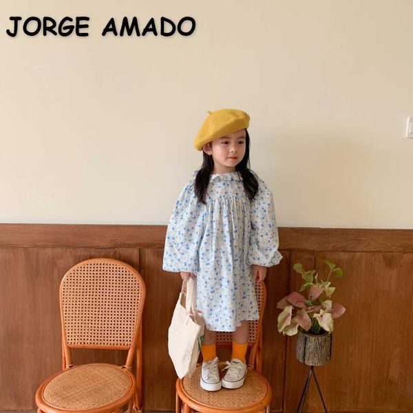 wholesale korean style spring girls dress long puff sleeves floral princess dresses children clothes e244 210610, Red;yellow
wholesale korean style spring girls dress long puff sleeves floral princess dresses children clothes e244 210610, Red;yellow