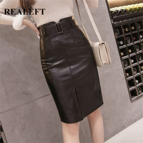 realeft autumn winter ol elegant pencil midi skirts high waist black pu leather split sheath wrap skirts with belt female 210310
realeft autumn winter ol elegant pencil midi skirts high waist black pu leather split sheath wrap skirts with belt female 210310