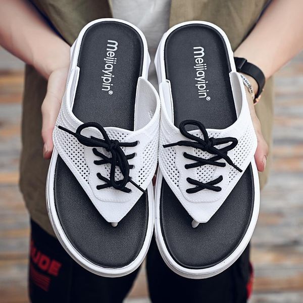 men's summer fashion lace up flip flops man casual soft lightweight beach outdoor slippers male non-slip home shoes, Black
men's summer fashion lace up flip flops man casual soft lightweight beach outdoor slippers male non-slip home shoes, Black