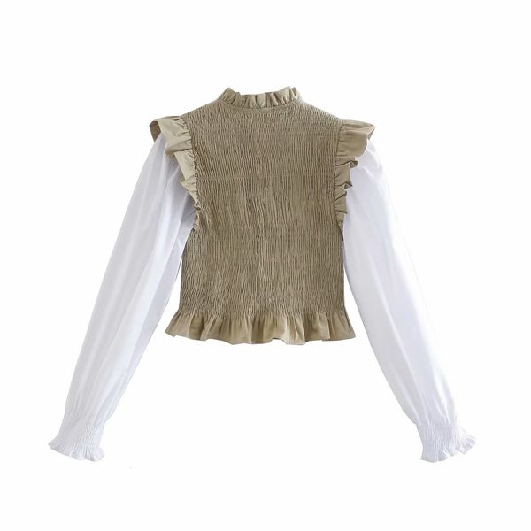 2021 new woman long sleeve spliced blouses shirts ruffles elastic cropped female korean fashion clothes aq5y, Tan;black
2021 new woman long sleeve spliced blouses shirts ruffles elastic cropped female korean fashion clothes aq5y, Tan;black