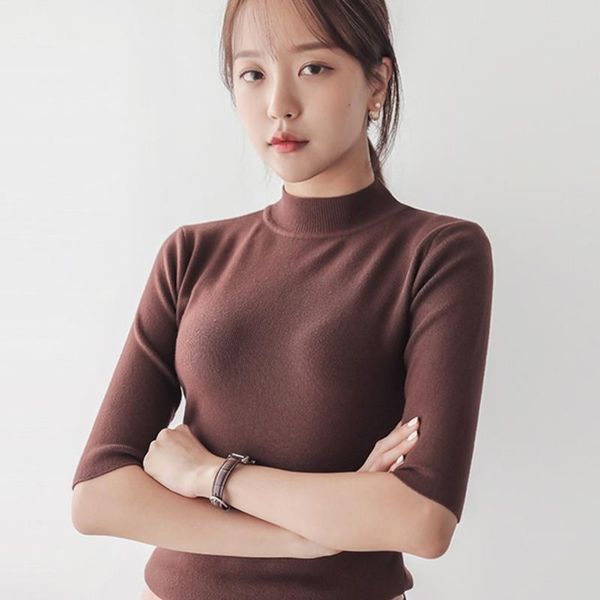 gkfnmt women soft chic pullover sweater knitted pull half turtleneck spring autumn half sleeve elasticity jumper korean, White;black
gkfnmt women soft chic pullover sweater knitted pull half turtleneck spring autumn half sleeve elasticity jumper korean, White;black