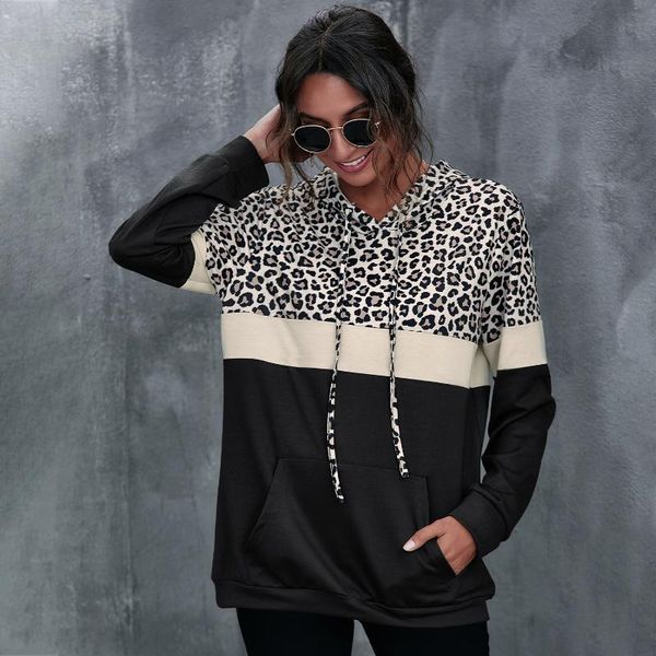 women's t-shirt long sleeve sweater leopard pattern stitching hoodie in autumn and winter of 2021, White
women's t-shirt long sleeve sweater leopard pattern stitching hoodie in autumn and winter of 2021, White