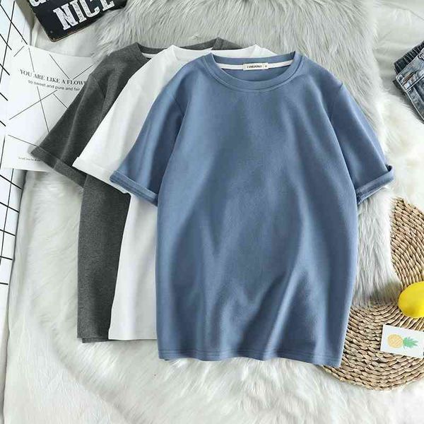 women's t-shirt solid sanding thick short sleeve t women cotton breif tee femme basic fashion 2021 spring tshirt 3466, White
women's t-shirt solid sanding thick short sleeve t women cotton breif tee femme basic fashion 2021 spring tshirt 3466, White