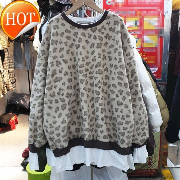 fall winter 2021 leopard print fake two piece sweater with plush warm and loose casual for women women's pants, White
fall winter 2021 leopard print fake two piece sweater with plush warm and loose casual for women women's pants, White