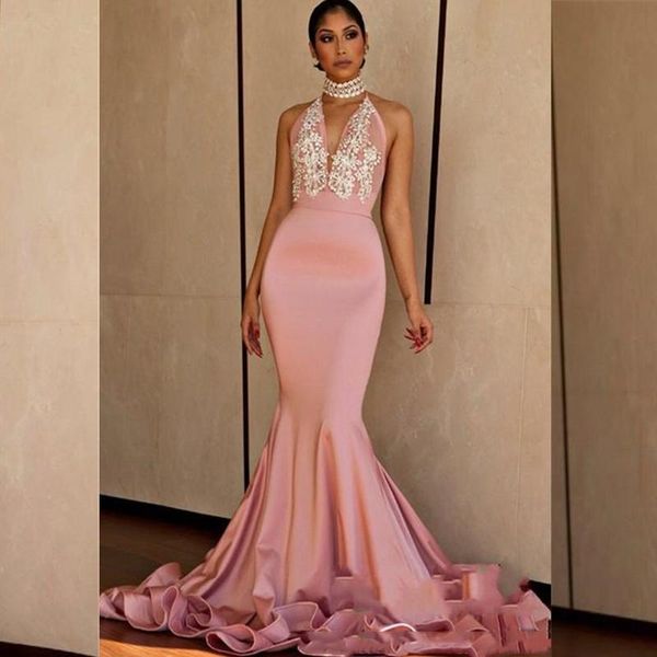 party dresses high neck mermaid prom pink satin appliques backless formal gowns robe de bal evening, White;black
party dresses high neck mermaid prom pink satin appliques backless formal gowns robe de bal evening, White;black
